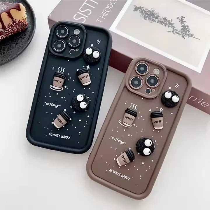Cute Briquettes Coffee Cartoon Lens Camera Silicone Phone Case - Image 3