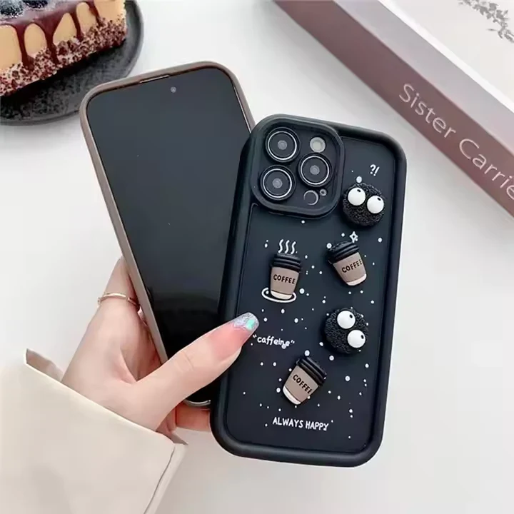 Cute Briquettes Coffee Cartoon Lens Camera Silicone Phone Case - Image 5