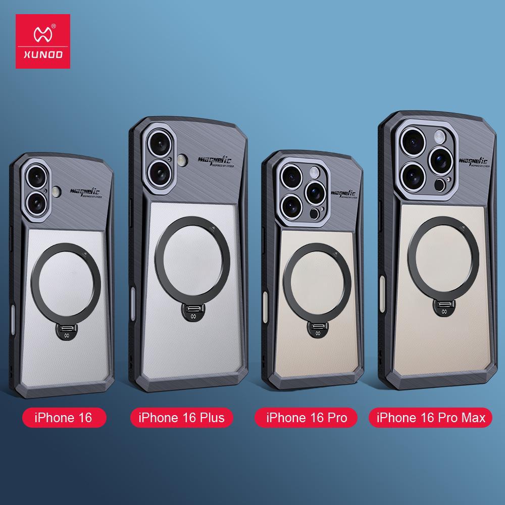 iPhone Airbag Shockproof Bumper Shell Cyber Magnetic Holder Series Case Cover Black - Image 4