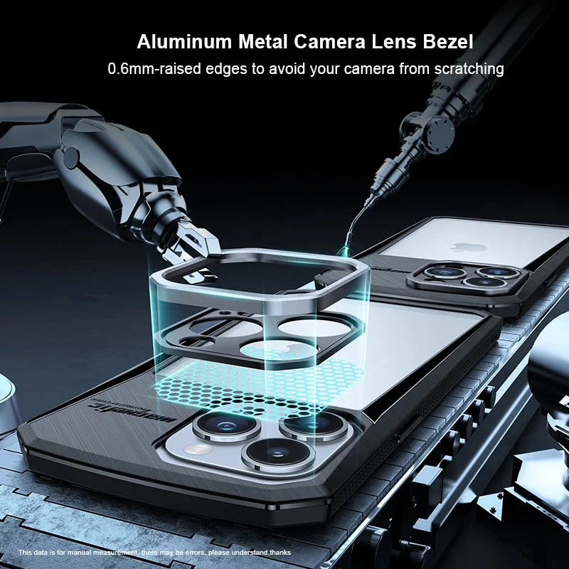 iPhone Airbag Shockproof Bumper Shell Cyber Magnetic Holder Series Case Cover Black - Image 5