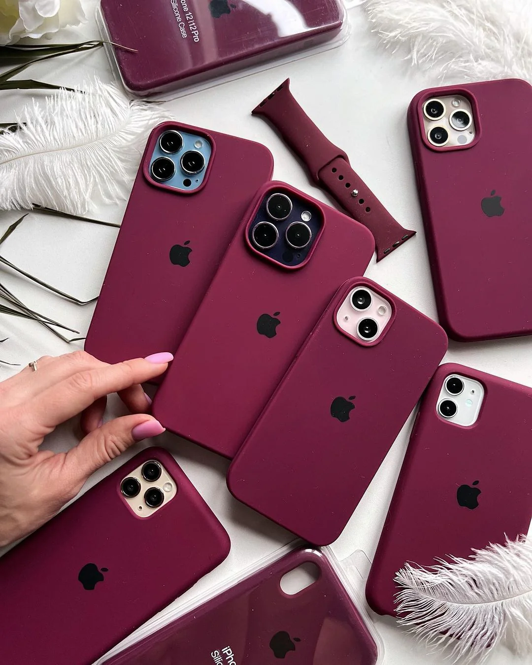 Wine Maroon iPhone Silicone Case – Premium Soft Touch Cover | Neas Original™ - Image 2