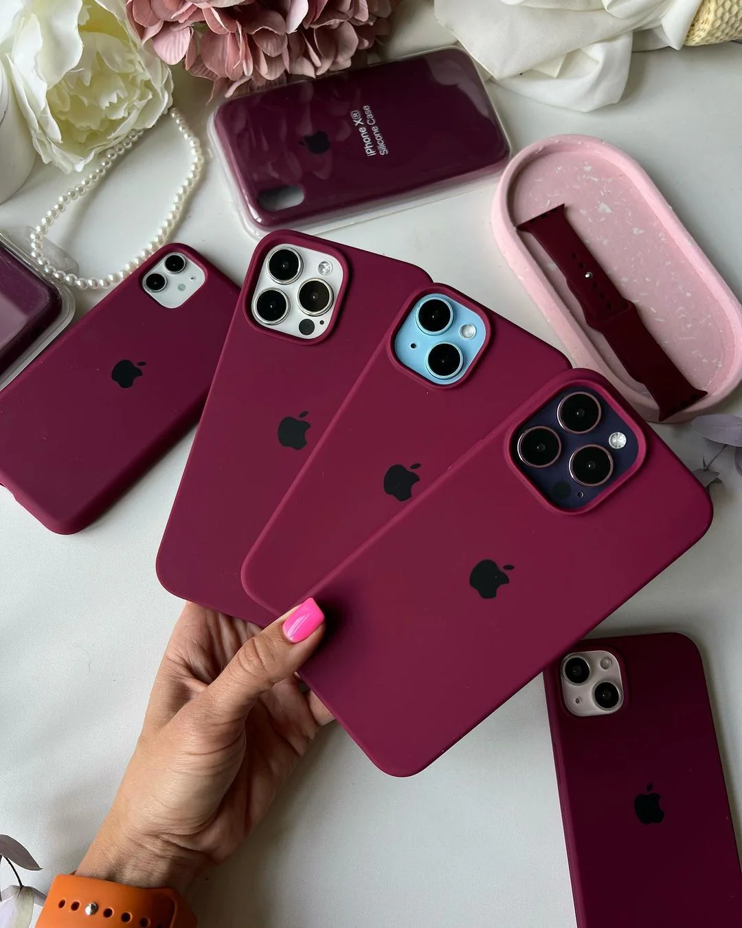 Wine Maroon iPhone Silicone Case – Premium Soft Touch Cover | Neas Original™ - Image 3