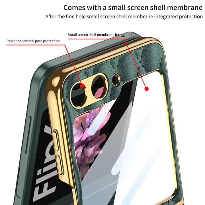 Samsung Galaxy Z Flip 6-Electroplated Leather Ring Full Lens Film Glass Case - Image 11
