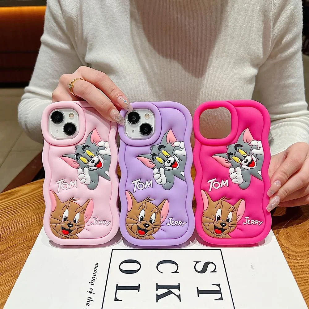 Tom and Jerry Cartoon 3D Curly Printed Protective Back Case - Image 13