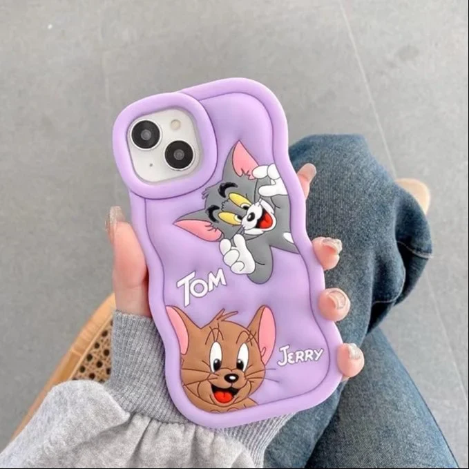 Tom and Jerry Cartoon 3D Curly Printed Protective Back Case - Image 15