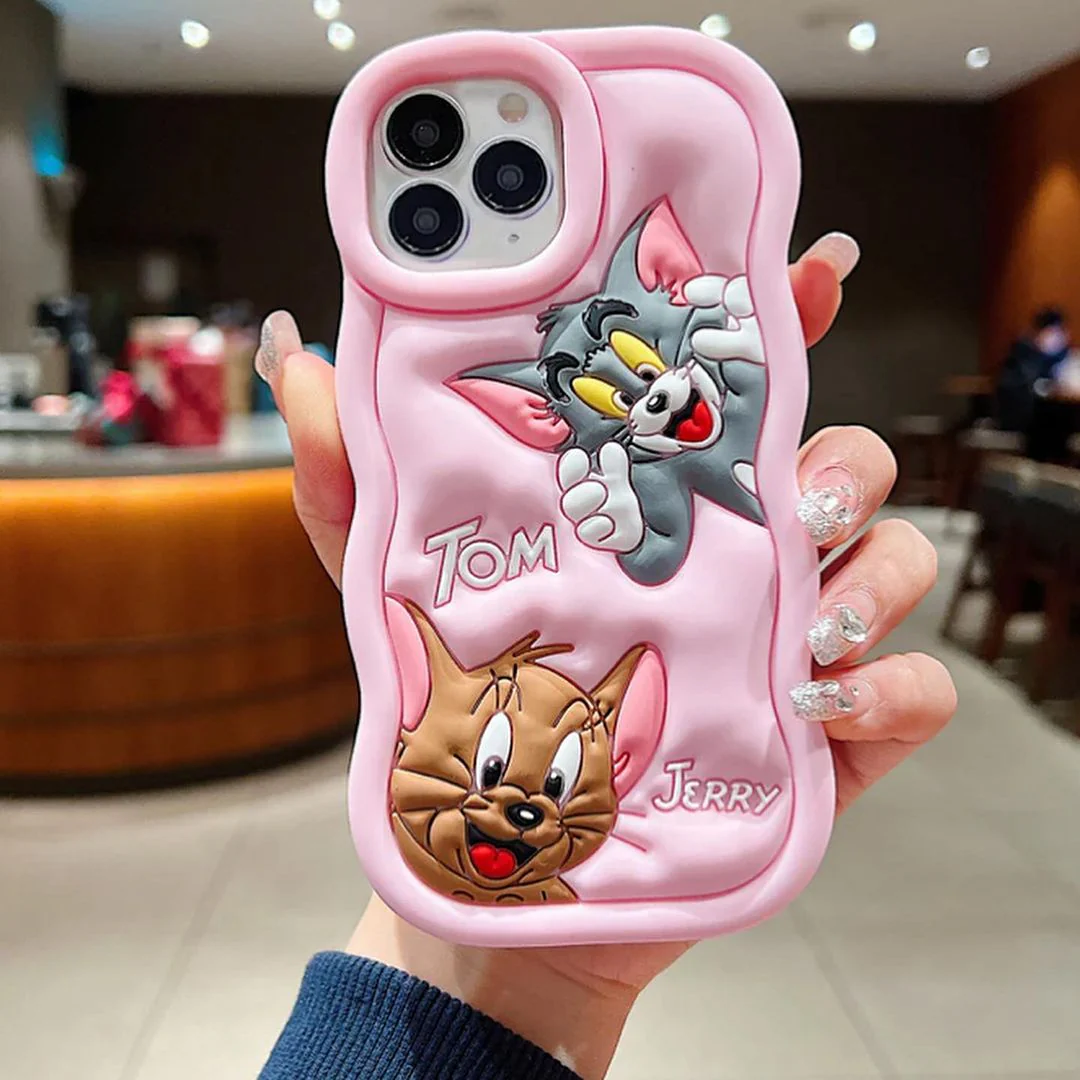 Tom and Jerry Cartoon 3D Curly Printed Protective Back Case - Image 3