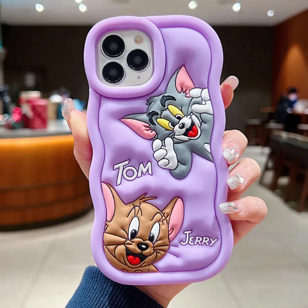 Tom and Jerry Cartoon 3D Curly Printed Protective Back Case - Image 4