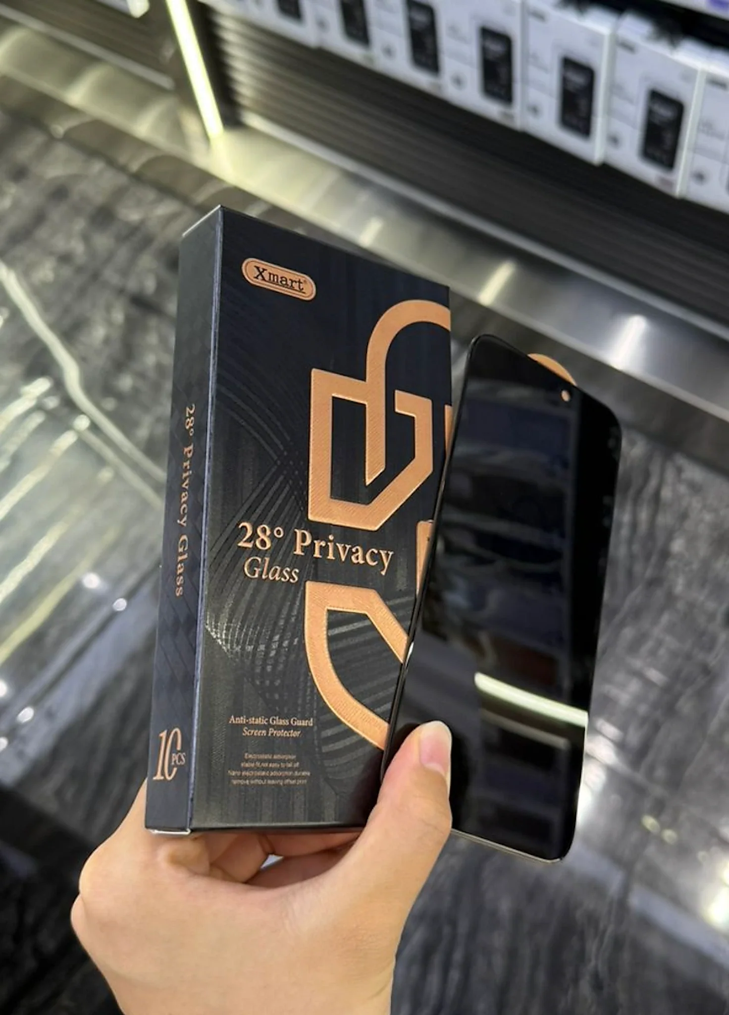 Xmart 28° Privacy Tempered Glass Screen Protector – Anti-Static | Full Coverage Protection - Image 4